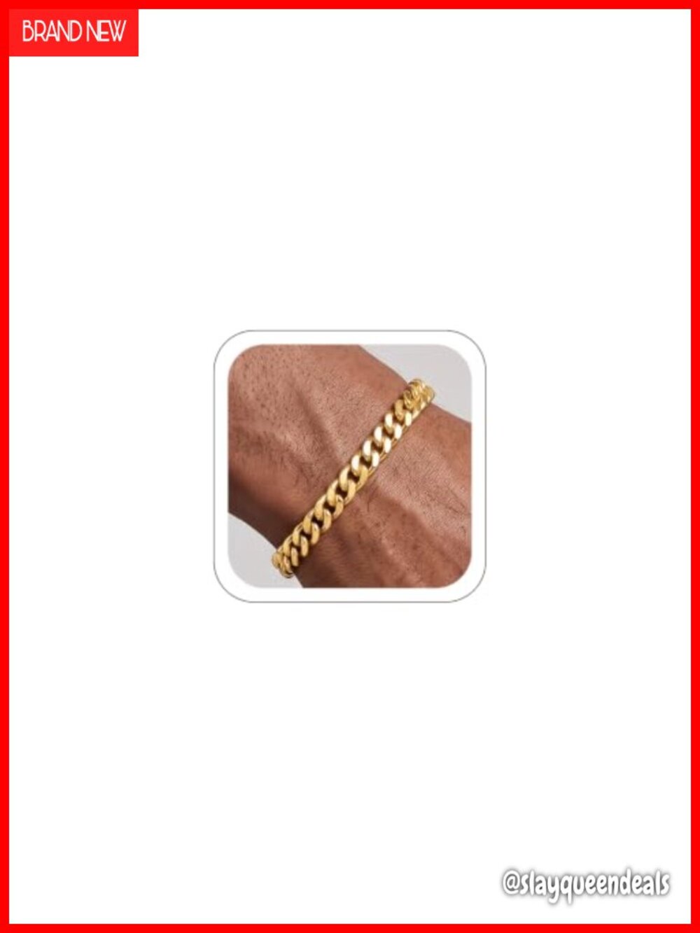 Mens 18K Gold Sterling Silver Over Cuban Link Bracelet 6MM